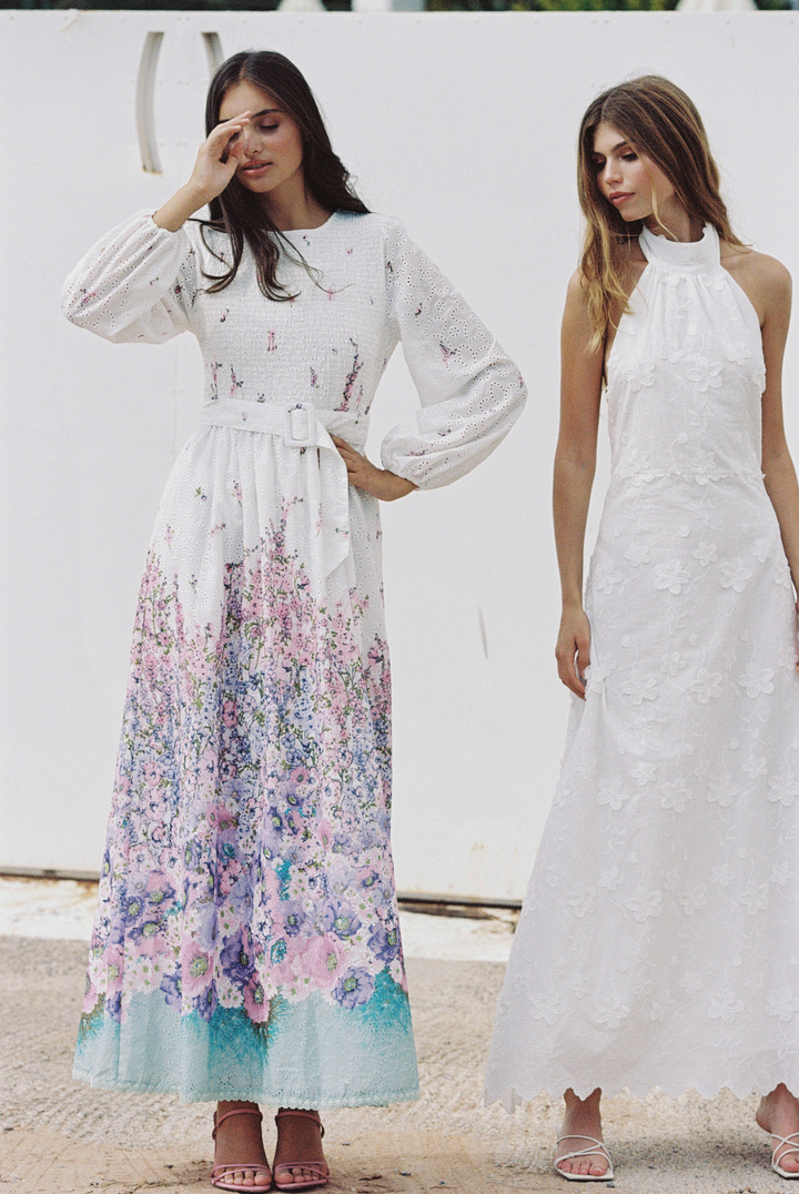 Lupita Maxi Dress White Embroidery