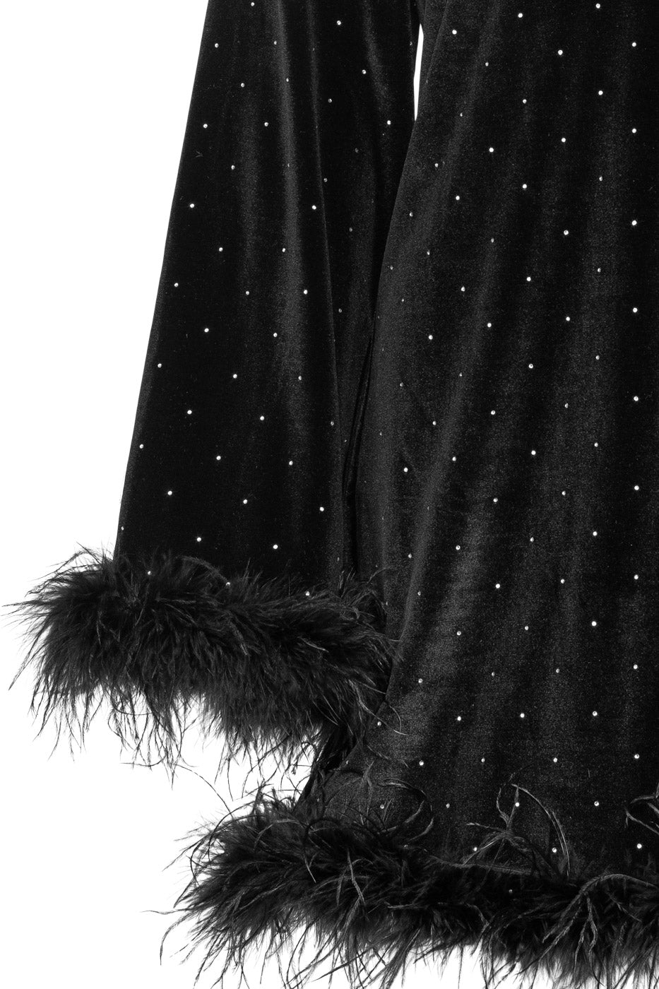 Peach Mini Dress Black Velvet w/ Feather
