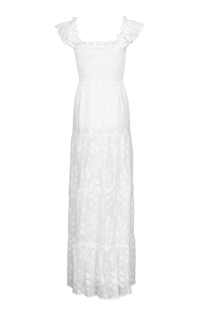 Rosy Maxi Dress White Embroidery